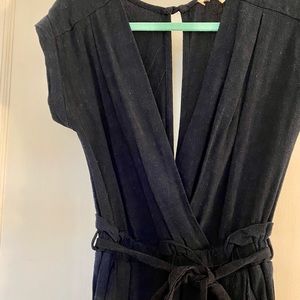 Navy Linen Jumpsuit